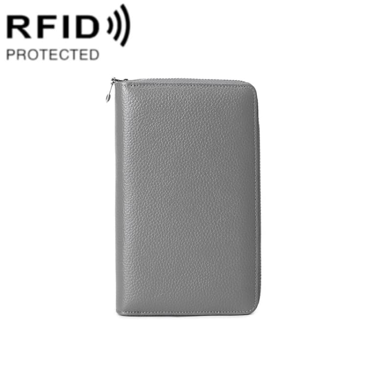 1659 RFID Anti-magnetic Anti-theft Passport Bag Document Bag Wallet(Grey) - Immagine 1
