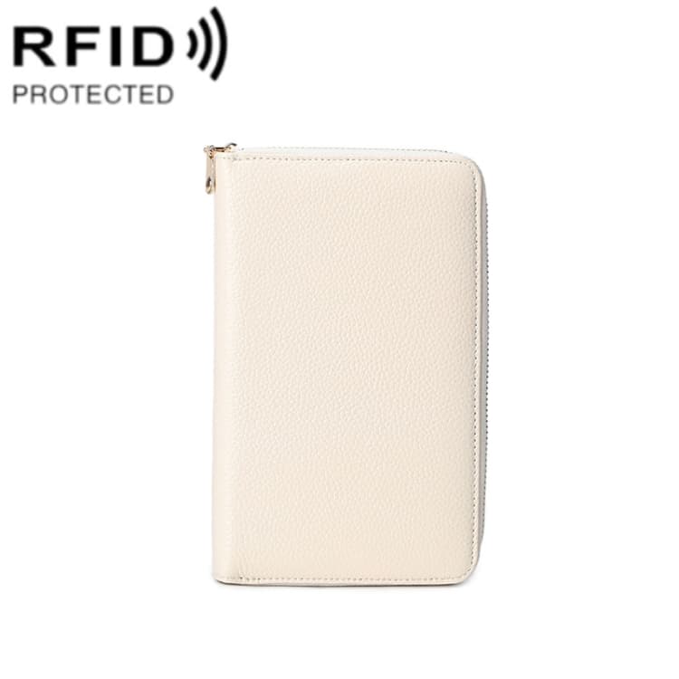 1659 RFID Anti-magnetic Anti-theft Passport Bag Document Bag Wallet(Ivory White) - Immagine 1