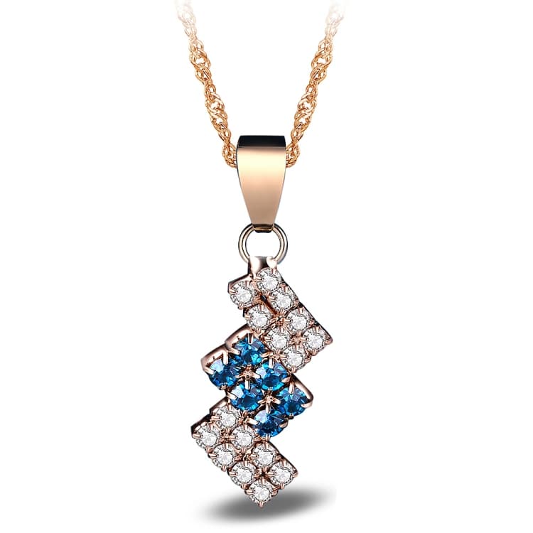 Collana con ciondolo in cristallo geometrico irregolare placcato oro 18k per donna, 43*13 mm (blu) - Immagine 1