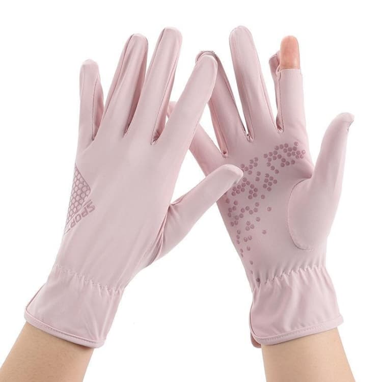1 paio Guanti da guida per protezione solare, anti-ultravioletti, sottili, estivi, in seta di ghiaccio, antiscivolo, taglia unica (cosmetici) - Immagine 1
