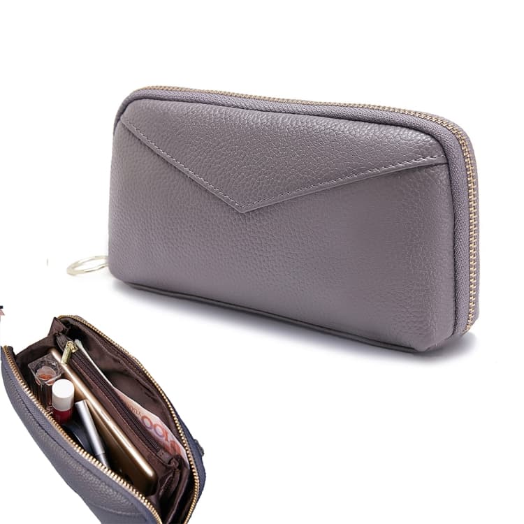 2-Folding Square Genuine Leather Handbag(Grey) - Immagine 1