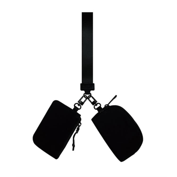2-in-1 Portable Wrist Bag Card Holder Mini Coin Storage Bag(Black/Black) - Immagine 1