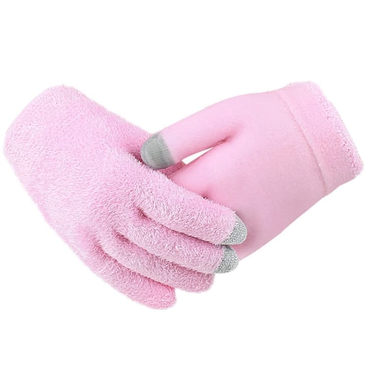 2 Pezzi Guanti Touch Screen in Piuma di Piuma per Esterni Guanti a Dita Intere (Rosa) - Immagine 1