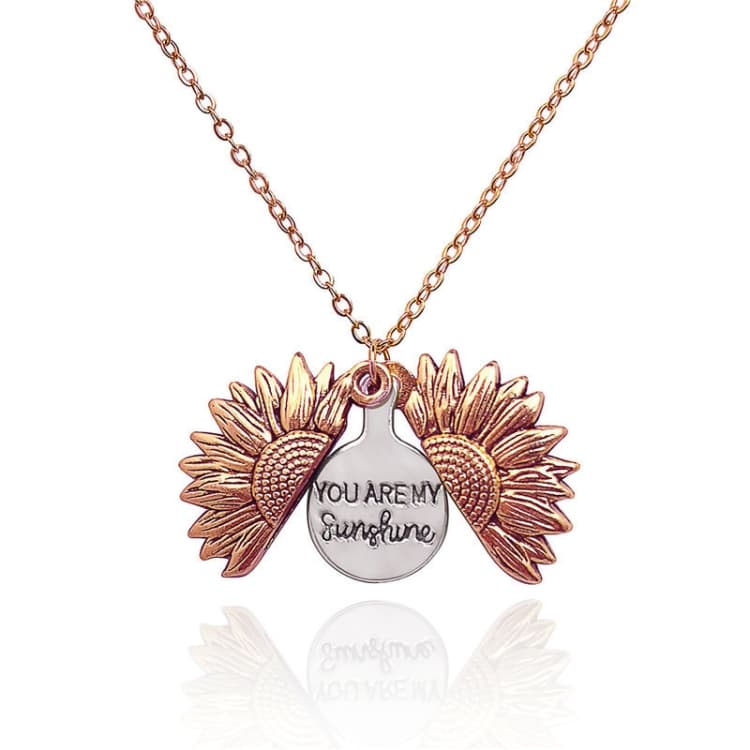 2 Pezzi Collana in Acciaio Titanio Girasole Hip Hop per Uomo e Donna (Oro Rosa) - Immagine 1