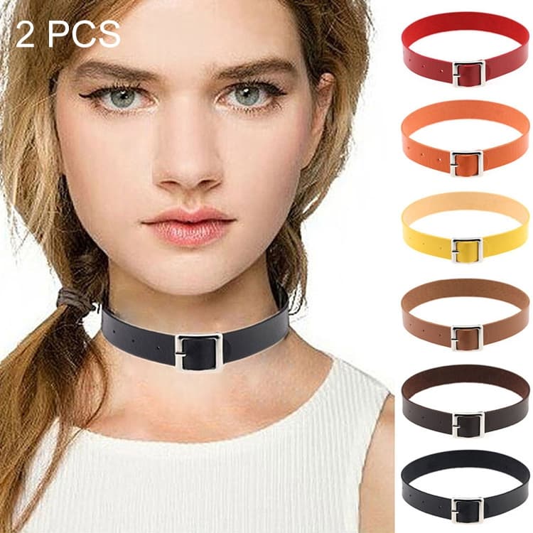 2 Pezzi Collare Dolce Retro Harajuku Punk Rock Cuoio Moda Femminile Collana Osso del Collo, Consegna Colore Casuale - Immagine 1