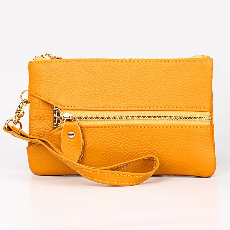 2001 Horizontal Square Litchi Texture Wallet Clutch Bag for Ladies, with Detachable Hand Strap & 6 Key Rings(Yellow) - Immagine 1