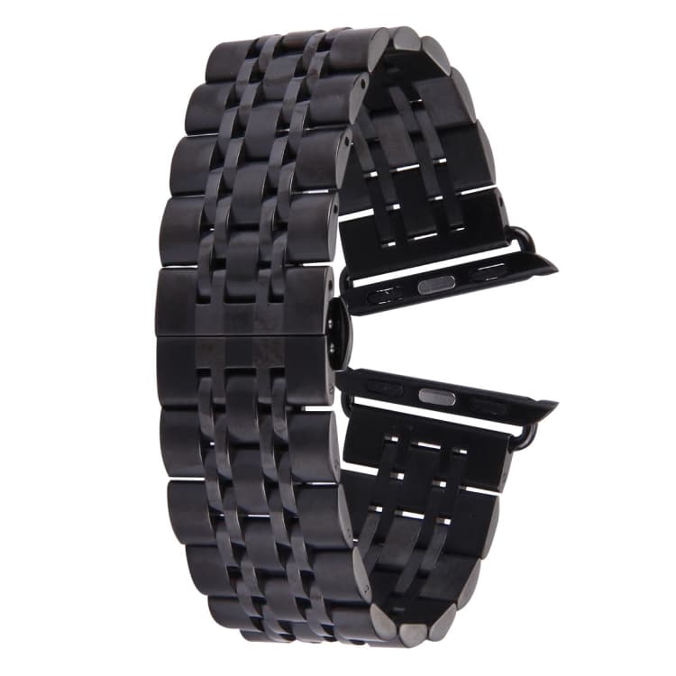 Cinturino per orologio in acciaio inossidabile con fibbia a farfalla nascosta da 22 mm, 7 perle, per Apple Watch 38 mm (Nero) - Immagine 1