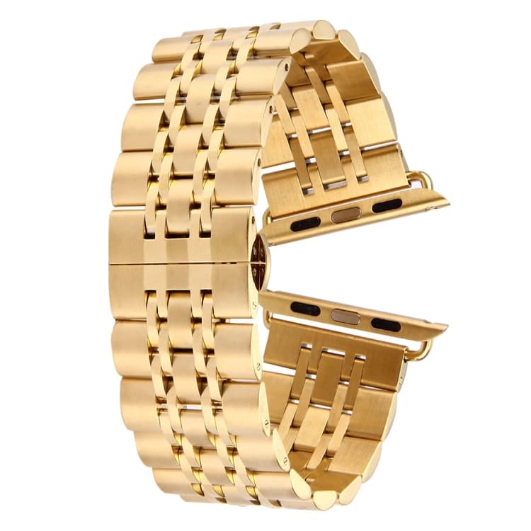 Cinturino per orologio in acciaio inossidabile con fibbia a farfalla nascosta 7 perle 22mm per Apple Watch 38mm (Oro) - Immagine 1