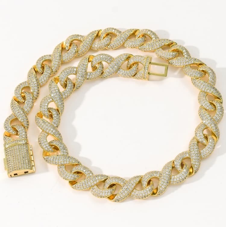 Collana hip-hop oversize da uomo con zirconi microintarsiati placcata oro 24 pollici - Immagine 1