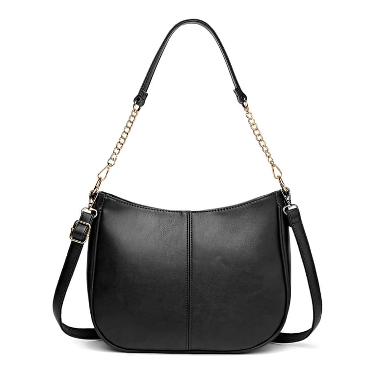 270 Large Capacity Single-shoulder Crossbody Chain Bag Leather Adjustable Underarm Bag(Black) - Immagine 1