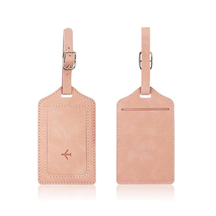 2pcs /Pack PU Leather Luggage Tag Holder & Boarding Pass Card Case for Travel(Pink) - Immagine 1