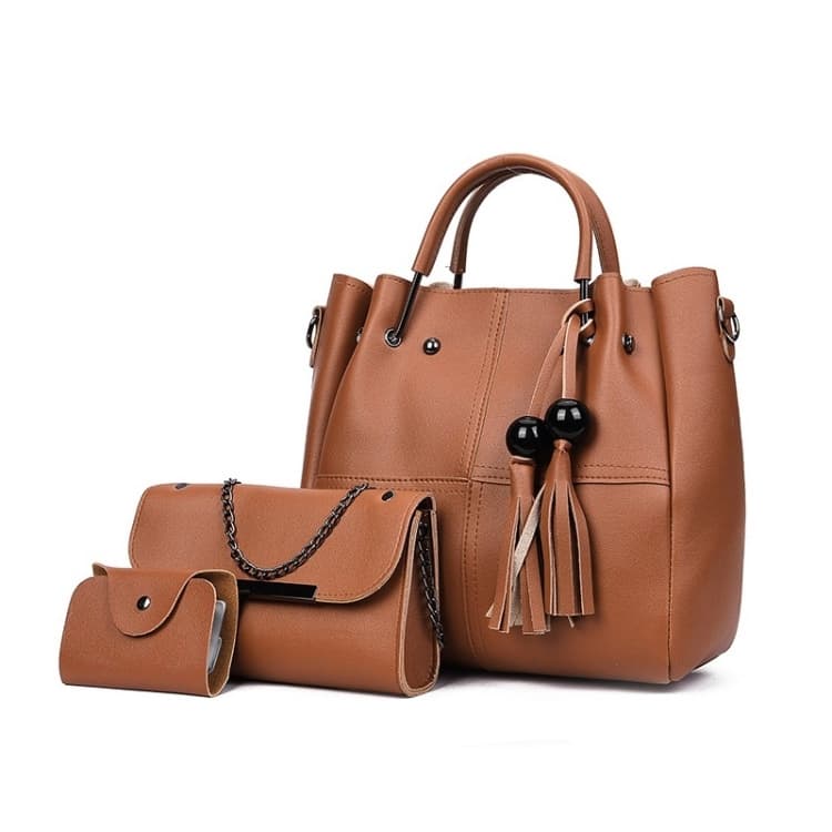 3 in 1 Casual PU Shoulder Bag Ladies Handbag Messenger Bag with Bear Tassel - Immagine 1