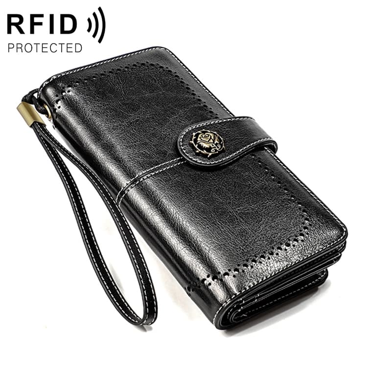 3556 Large Capacity Long Multi-function Anti-magnetic RFID Wallet Clutch for Ladies with Card Slots (Black) - Immagine 1