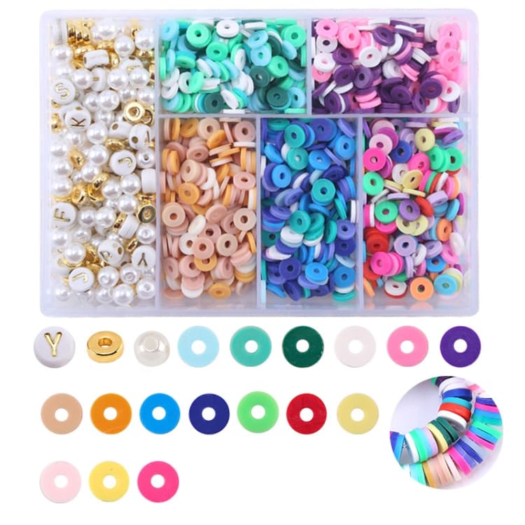 6 Grids / Box Soft Pottery Beading Set DIY Bracelet Necklace Making(Mixed) - Immagine 1