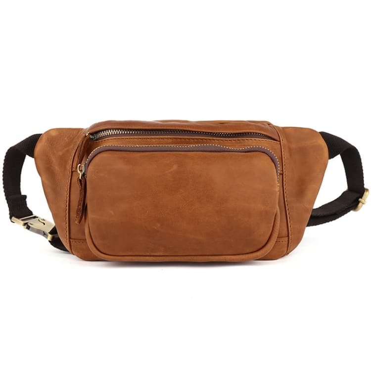 6364 Men Casual Messenger Chest Bag Retro Leather Multifunctional Waist Bag(Brown) - Immagine 1