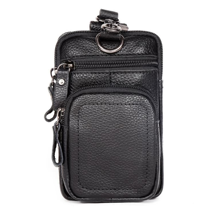 6386 Men Retro Cowhide Multifunctional Sports Belt Waist Bag(Black) - Immagine 1
