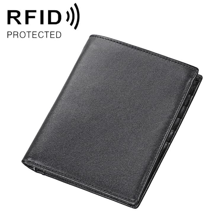 8235 Antimagnetic RFID Multi-function Crazy Horse Texture Leather Wallet Passport Bag(Black) - Immagine 1