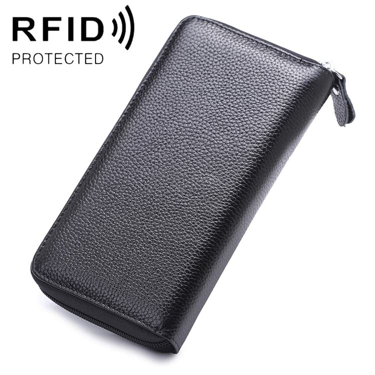 902 Antimagnetic RFID Litchi Texture Women Large Capacity Hand Wallet Purse Phone Bag with Card Slots(Black) - Immagine 1
