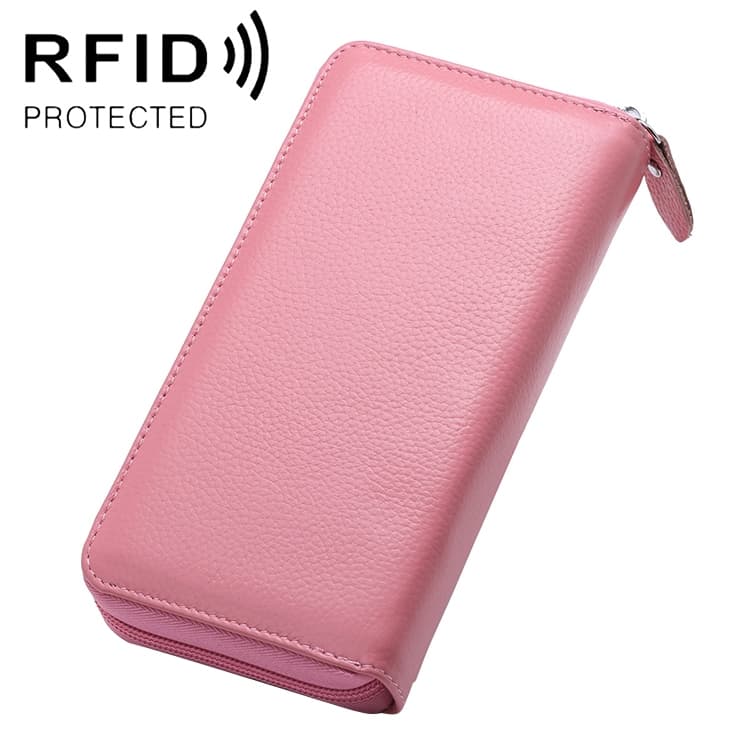 902 Antimagnetic RFID Litchi Texture Women Large Capacity Hand Wallet Purse Phone Bag with Card Slots(Pink) - Immagine 1