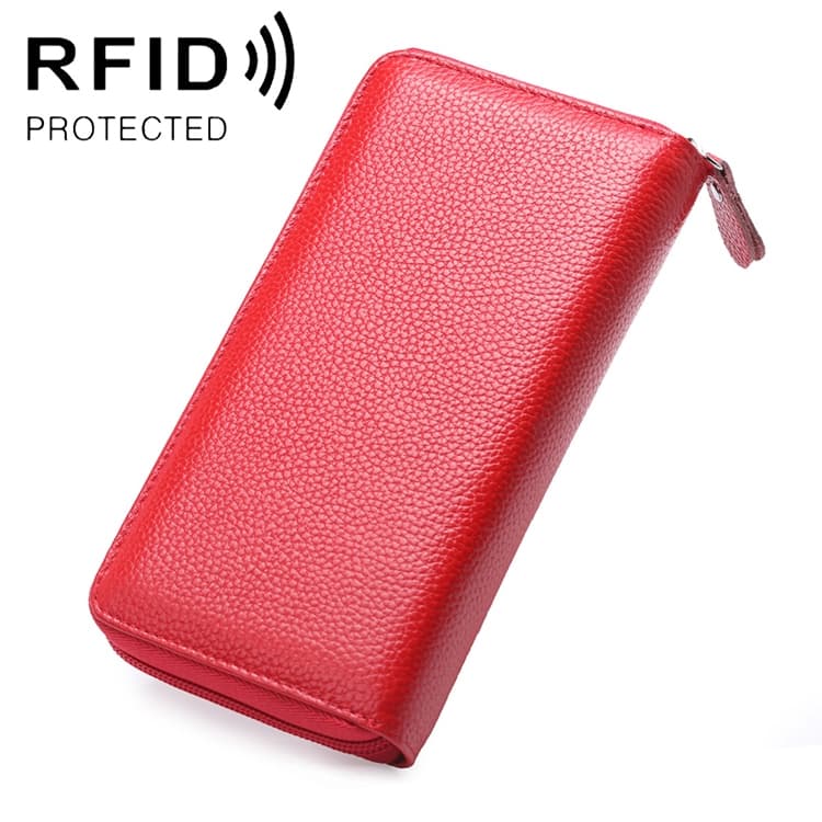 902 Antimagnetic RFID Litchi Texture Women Large Capacity Hand Wallet Purse Phone Bag with Card Slots(Watermelon Red) - Immagine 1