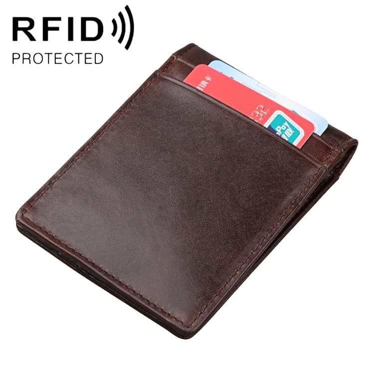 9037 Antimagnetic RFID Crazy Horse Texture Leather Wallet Billfold for Men and Women(Coffee) - Immagine 1