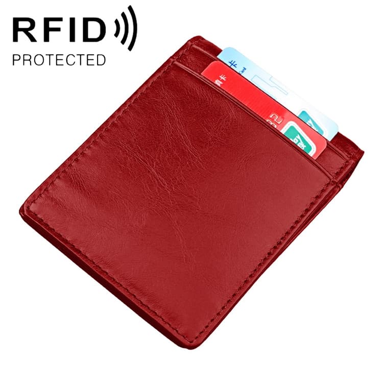 9037 Antimagnetic RFID Crazy Horse Texture Leather Wallet Billfold for Men and Women(Red) - Immagine 1