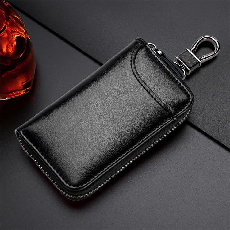 9105 Waist Hanging Large-capacity Zipper Leather Keys Holder Bag Multi-function Wallet (Black) - Immagine 1