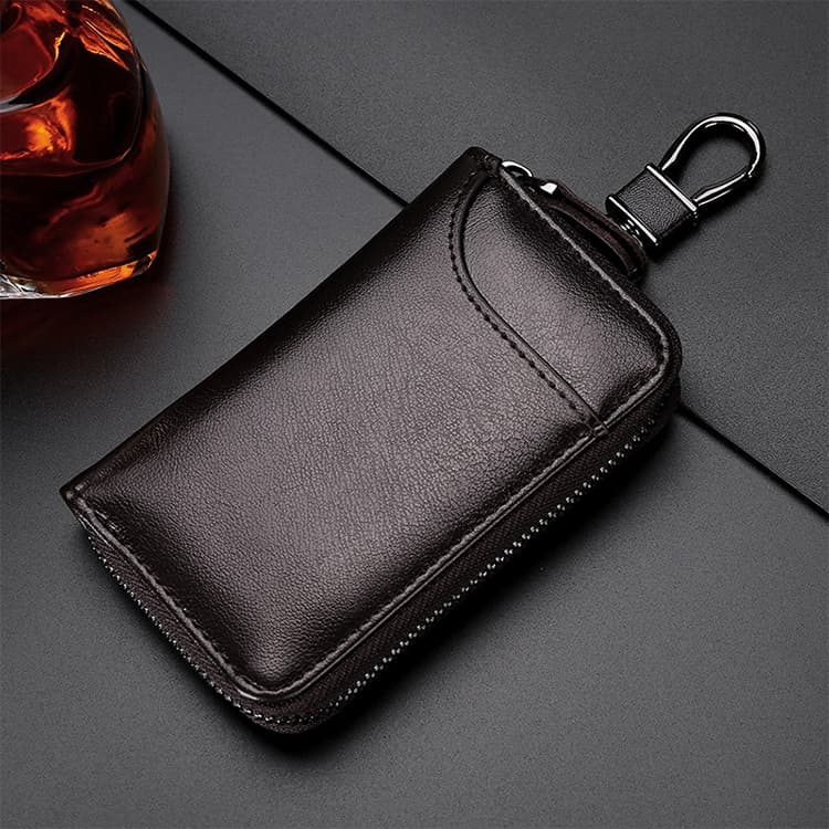 9105 Waist Hanging Large-capacity Zipper Leather Keys Holder Bag Multi-function Wallet (Coffee) - Immagine 1