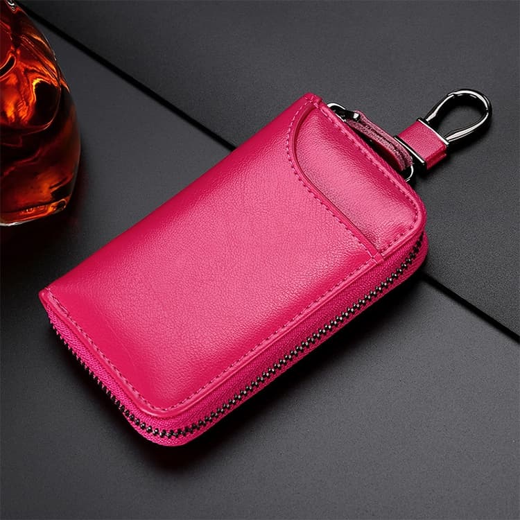 9105 Waist Hanging Large-capacity Zipper Leather Keys Holder Bag Multi-function Wallet (Rose Red) - Immagine 1