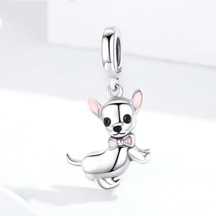 Ciondolo in argento 925 Cane Chihuahua Charm Accessori per braccialetti fai da te - Immagine 1
