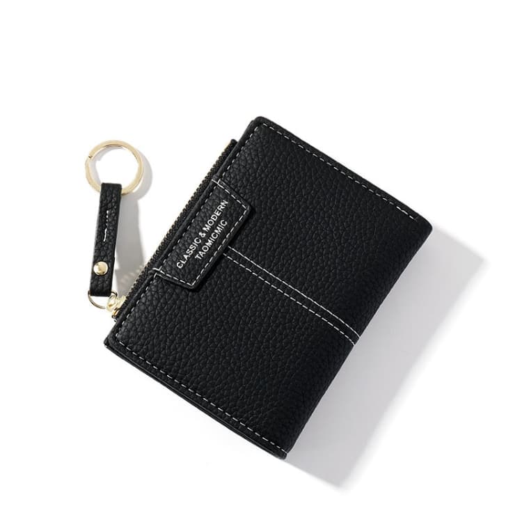 928666 Multi-Card Keychain Coin Purse Short Ladies Wallet(Black) - Immagine 1
