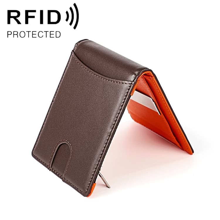 9606 Cowhide Leather Anti-magnetic RFID Multiple Card Slots Wallet for Men, with Zipper Bag(Coffee) - Immagine 1