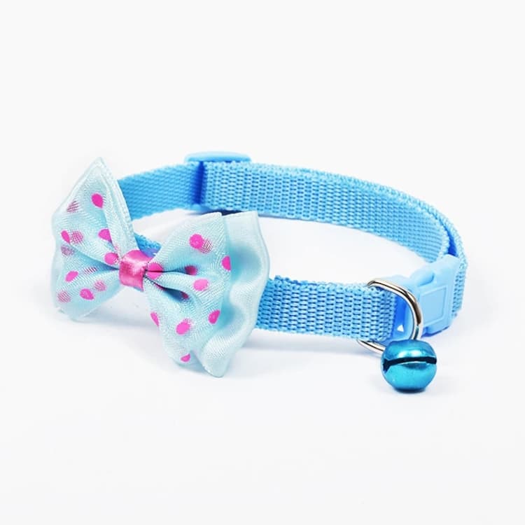 Collare regolabile con campanello e fiocco per cani e gatti, accessori per animali domestici (Azzurro cielo) - Immagine 1