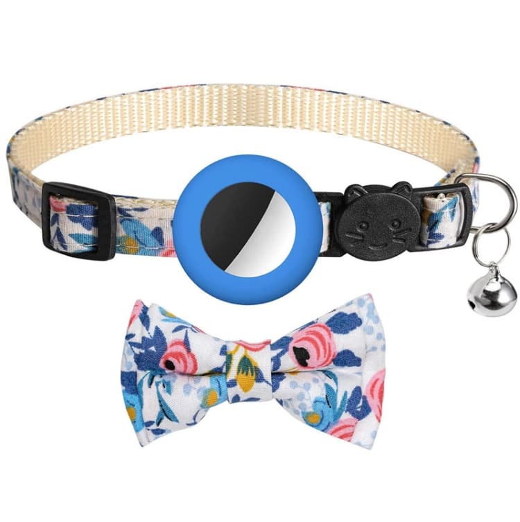Collare per animali con fiocco stampato anti-smarrimento e campanello per AirTag 2a gen / AirTag 1a gen (Blu) - Immagine 1