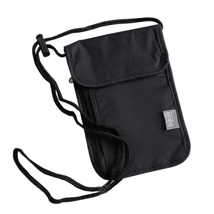 Anti-RFID Document Bag Card Radiation-proof Hanging Neck Chest Bag(Black) - Immagine 1