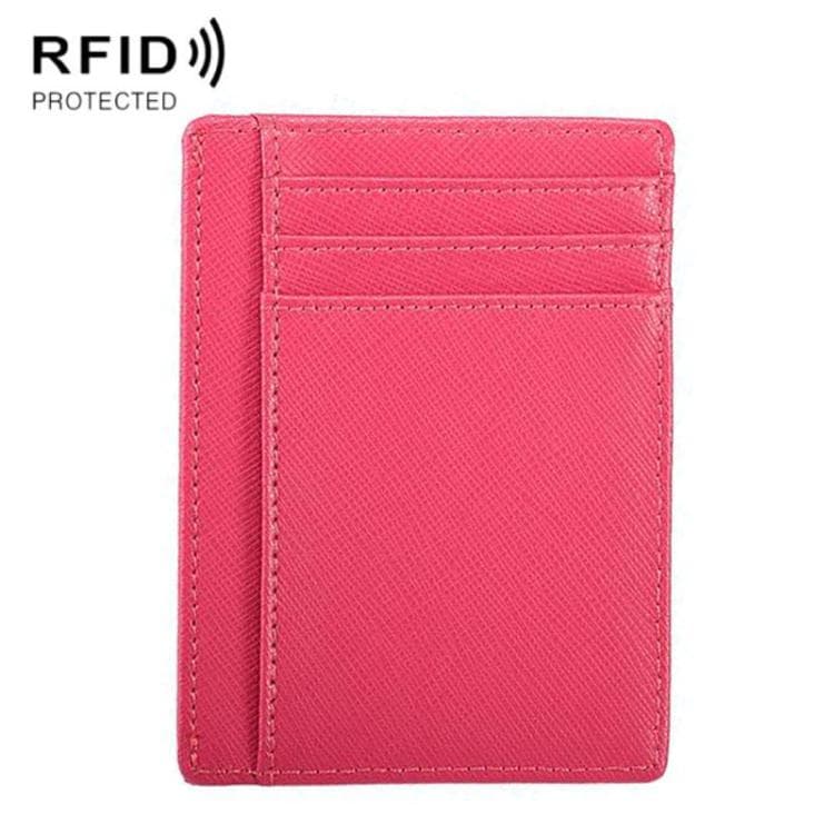 Anti-Theft RFID Card Holder Ultra-Thin Multi-Card Leather Case(Rose Red) - Immagine 1