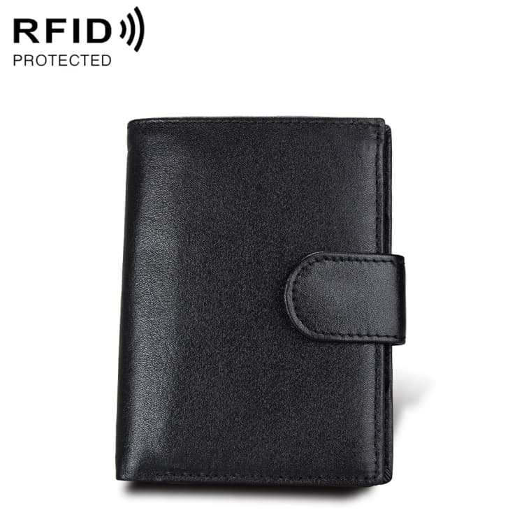 Antimagnet RFID Genuine Leather Wallet / Passport Package / Cowhide Card Slot for man(Black) - Immagine 1