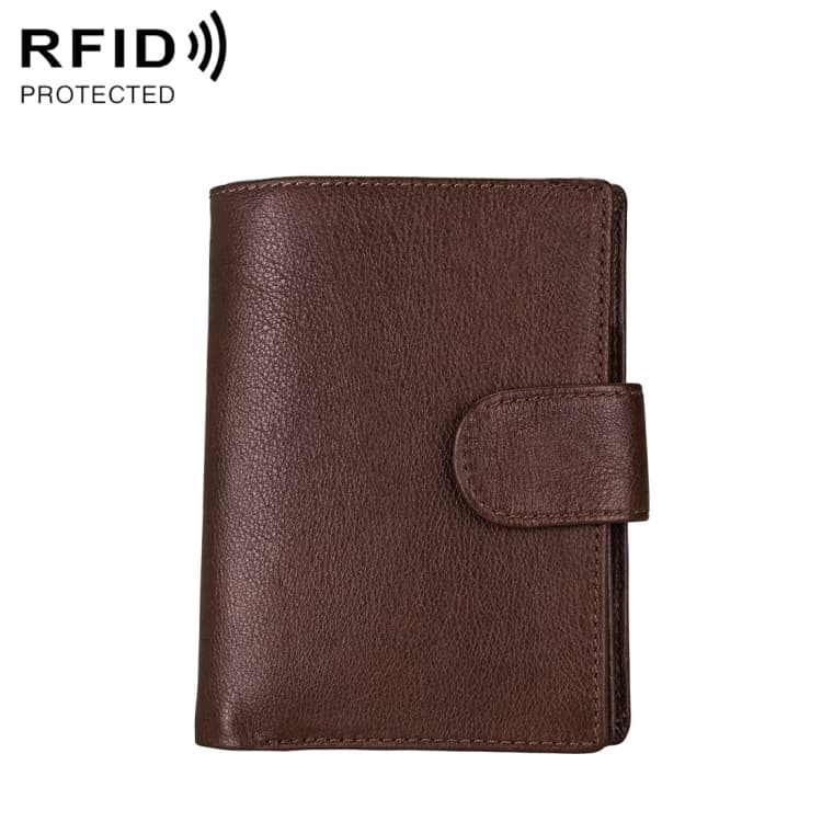 Antimagnet RFID Genuine Leather Wallet / Passport Package / Cowhide Card Slot for man(Coffee) - Immagine 1