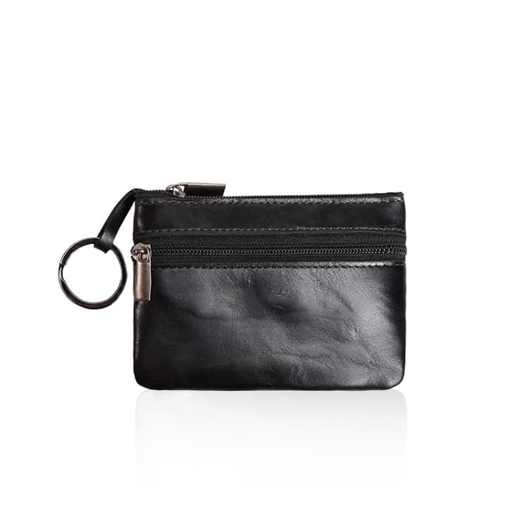 AP122 Leather Mini Multifunctional Coin Purse Small Card Holder Retro Zipper Short Clutch(Black) - Immagine 1