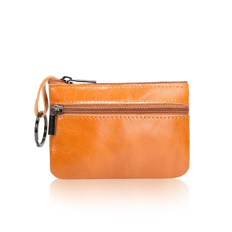 AP122 Leather Mini Multifunctional Coin Purse Small Card Holder Retro Zipper Short Clutch(Light Brown) - Immagine 1