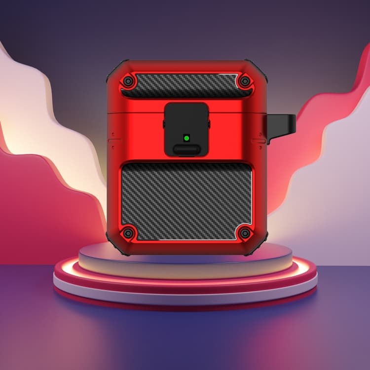 Custodia protettiva per auricolari Automatic Bomb TPU + PC con interruttore per AirPods 2 / 1 (Nero Rosso) - Immagine 1