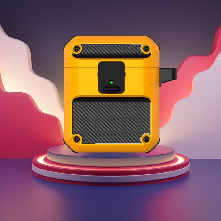 Custodia protettiva per auricolari Automatic Bomb in TPU + PC con interruttore per AirPods 2 / 1 (Nero Giallo) - Immagine 1
