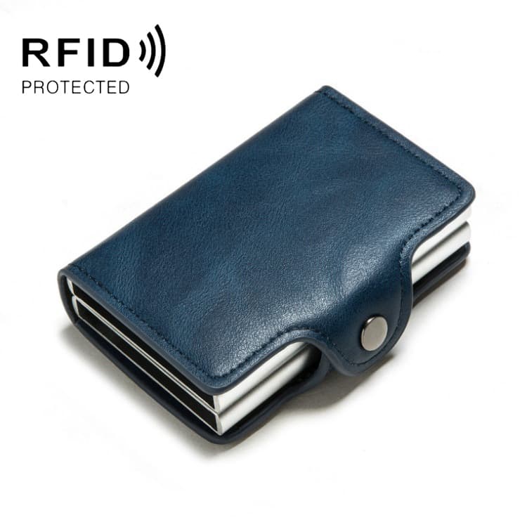 Automatic Pop-up Card Holder Metal Card Box RFID Credit Card Bank Card Box Wallet(Blue) - Immagine 1
