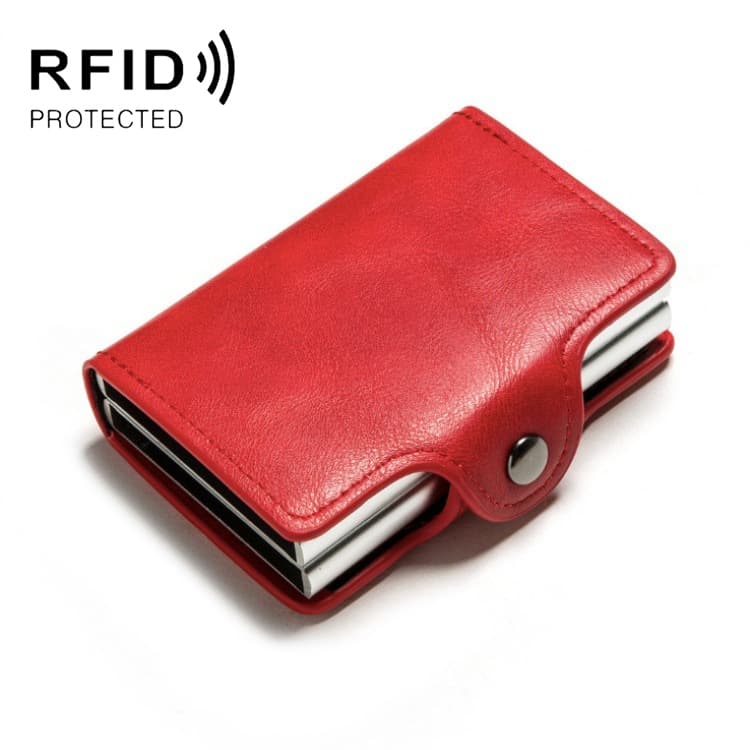 Automatic Pop-up Card Holder Metal Card Box RFID Credit Card Bank Card Box Wallet(Red) - Immagine 1