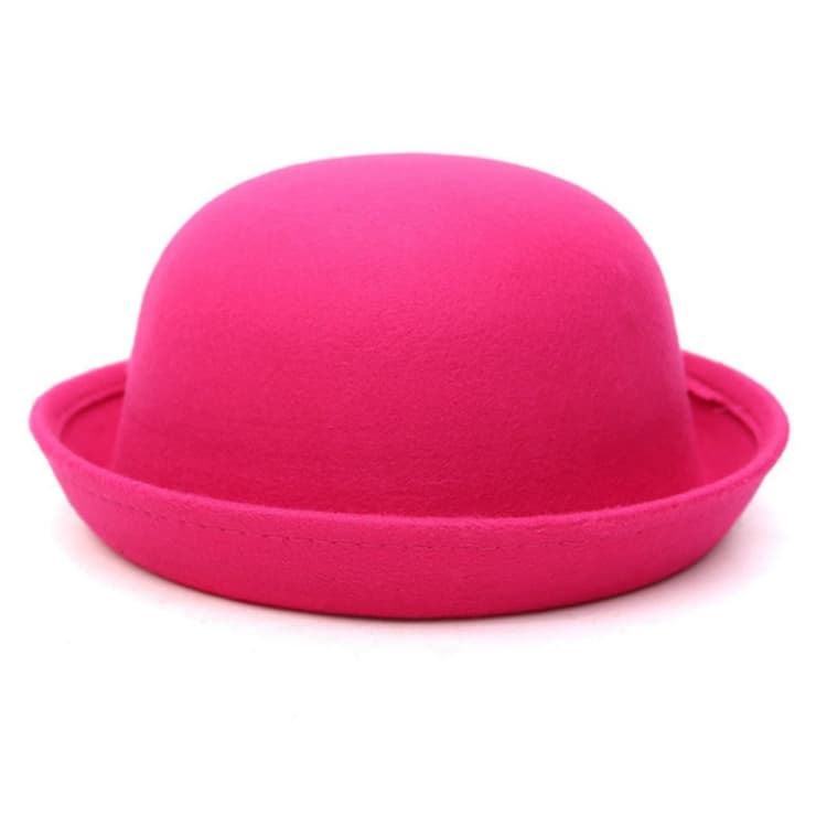 Autumn and Winter Women Simple British Style Felt Hat Rolled Brim Dome Wool Hat(Rose Red) - Immagine 1