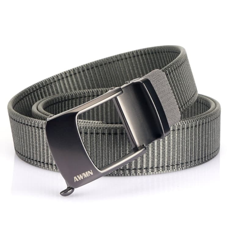 Cintura automatica senza denti in nylon ritagliato AWMN per uomo, lunghezza: 120 cm (linea grigio scuro nero) - Immagine 1