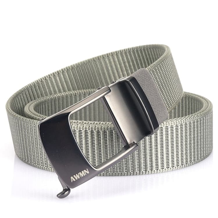 Cintura AWMN in nylon per uomo con fibbia automatica senza denti, lunghezza: 120 cm (grigio chiaro) - Immagine 1
