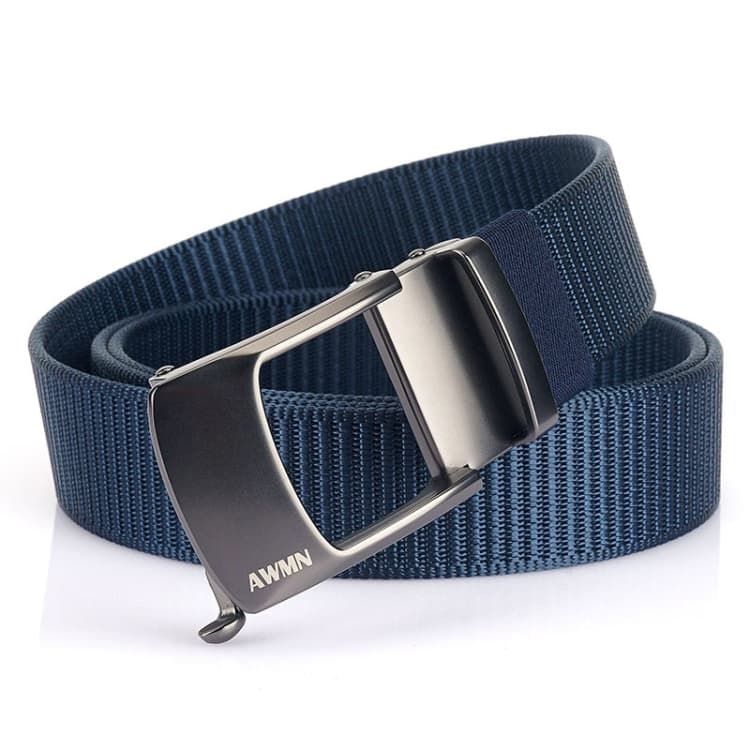 Cintura Uomo AWMN in Nylon Ritagliata con Fibbia Automatica Senza Denti, Lunghezza: 120cm (Blu Reale) - Immagine 1