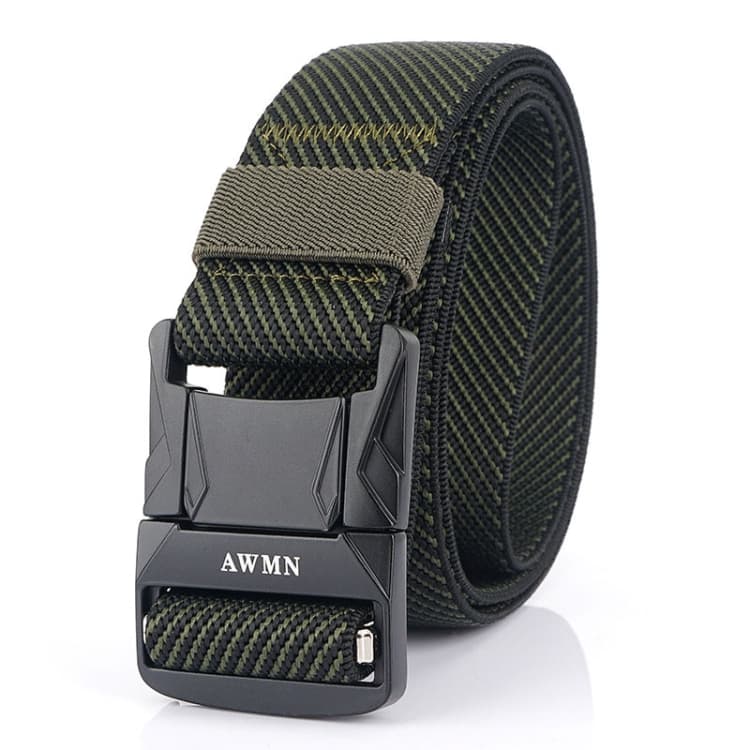 Cintura elastica in nylon con fibbia metallica da uomo AWMN, lunghezza: 120 cm (verde militare twill) - Immagine 1