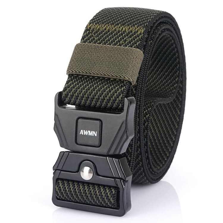 Cintura elastica con fibbia a scatto in lega per uomo AWMN per sport all'aperto, lunghezza: 125 cm (verde militare twill) - Immagine 1